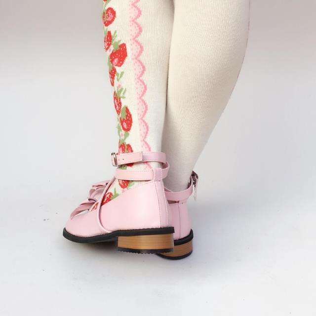 Black/White/Pink/Red Flat Heels Lolita Shoes