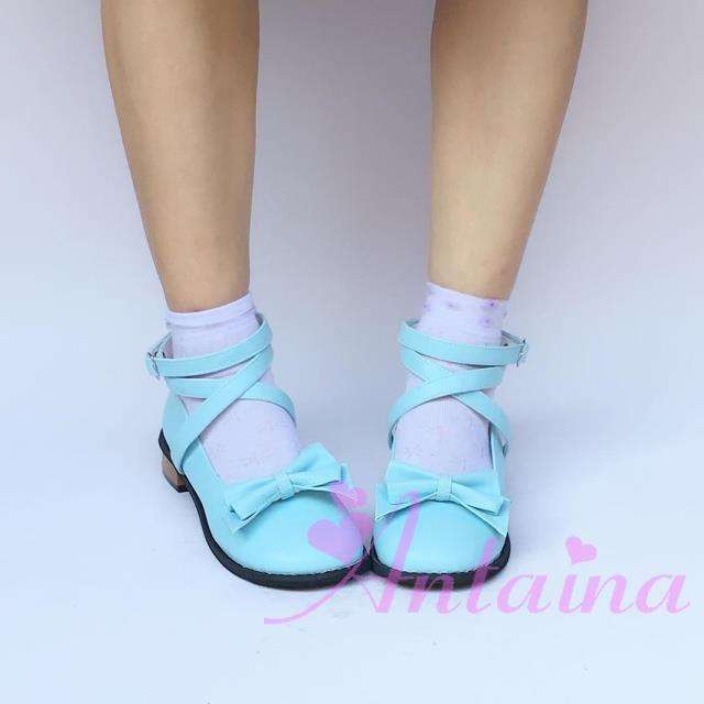 Black/White/Pink/Red Flat Heels Lolita Shoes