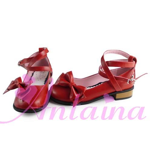 Black/White/Pink/Red Flat Heels Lolita Shoes
