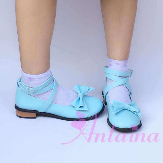 Black/White/Pink/Red Flat Heels Lolita Shoes