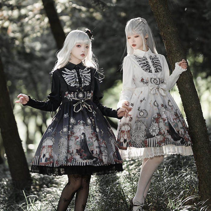 Ying Luo Fu Black Fairy Tale Vintage Lolita JSK/Blouse