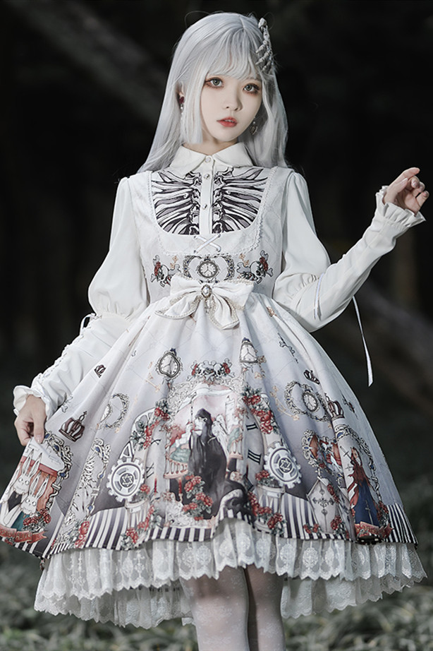 Black Fairy Tale Vintage Lolita JSK/Blouse,Sweet Lolita Jumpers