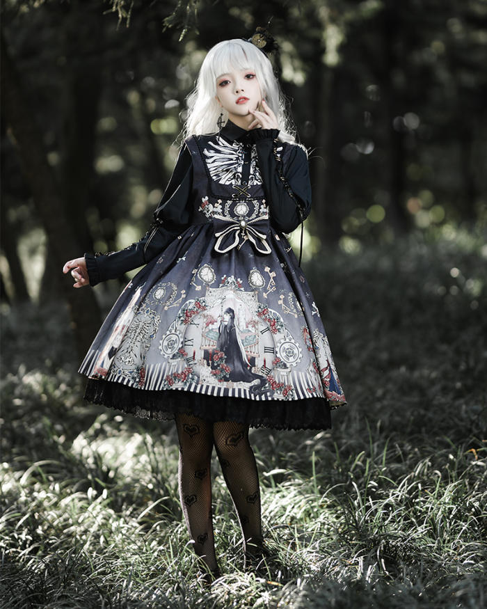 Ying Luo Fu Black Fairy Tale Vintage Lolita JSK/Blouse