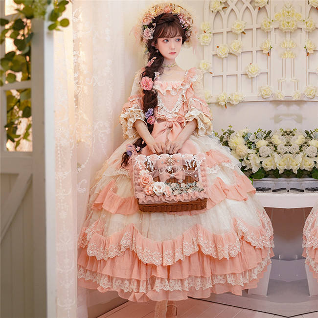 Flowers Garden Bridal Lolita OP -Pink