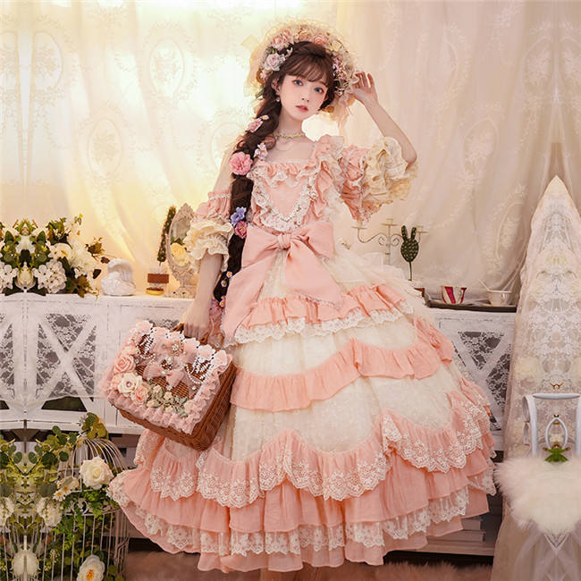 Flowers Garden Bridal Lolita OP -Pink