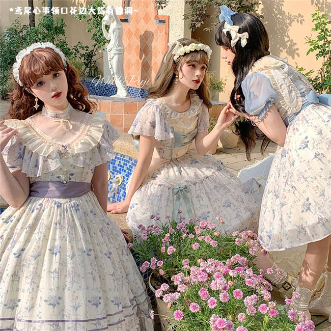 Withpuji ~Letter and Poem · Flowers Wall In Summer Lolita OP -Ready Made