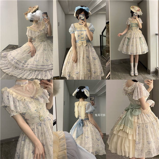 Withpuji ~Letter and Poem · Flowers Wall In Summer Lolita OP -Ready Made
