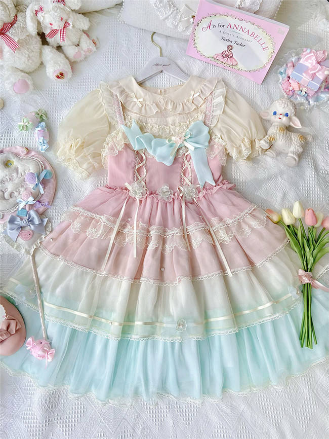 Alice Girl ~Rainbow Tata Sweet Lolita JSK -Pre-order