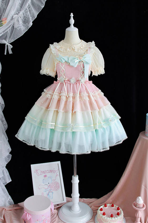 Alice Girl ~Rainbow Tata Sweet Lolita JSK -Pre-order