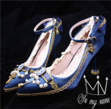 Rose Cross~ Versailles~ Satin Real Leather Lolita Shoes - Ready Made