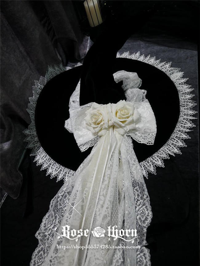 Dark Rose Lace Halloween Lolita Witch Hat