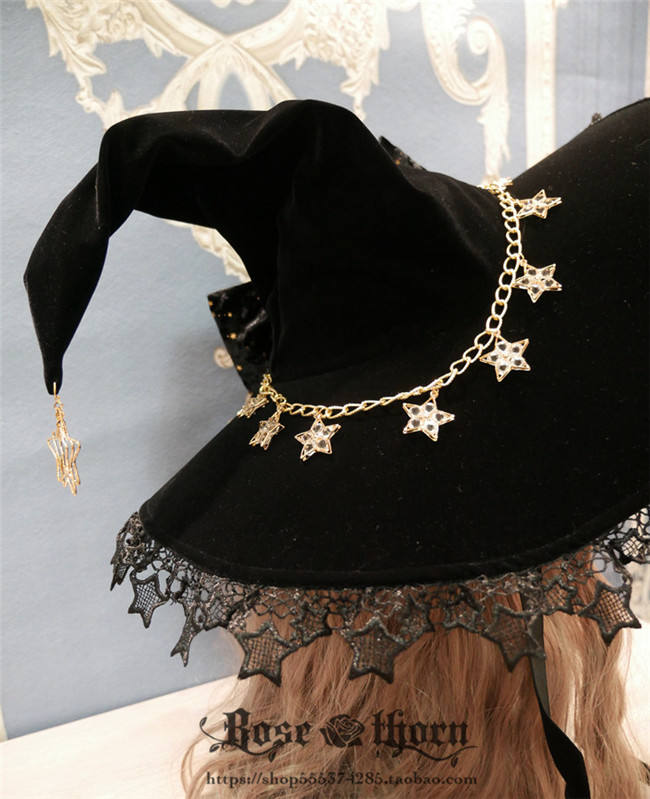 Rose Thorn  Polar Night Sky Halloween Lolita Witch Hat