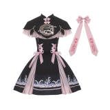 Withpuji ~Halloween Black and Pink Zombies Lolita JSK Set
