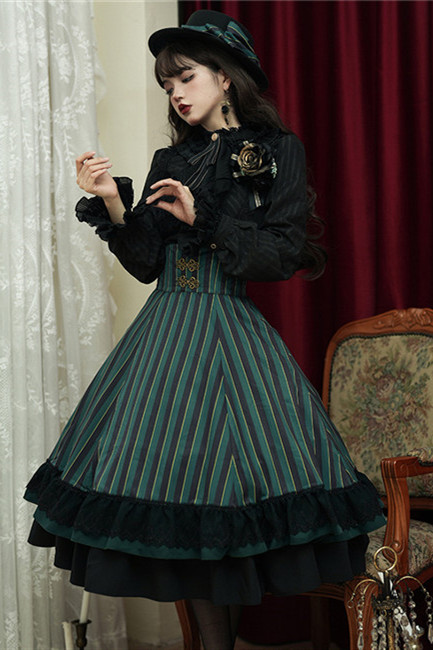 Miss Point ~The Pointe Estate Stripe High Waist Lolita Skirt