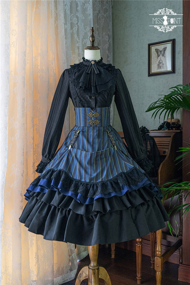 Miss Point ~The Pointe Estate Stripe High Waist Lolita Skirt