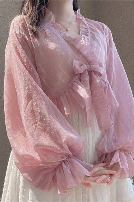 Misty Rain Dots Chiffon Bolero
