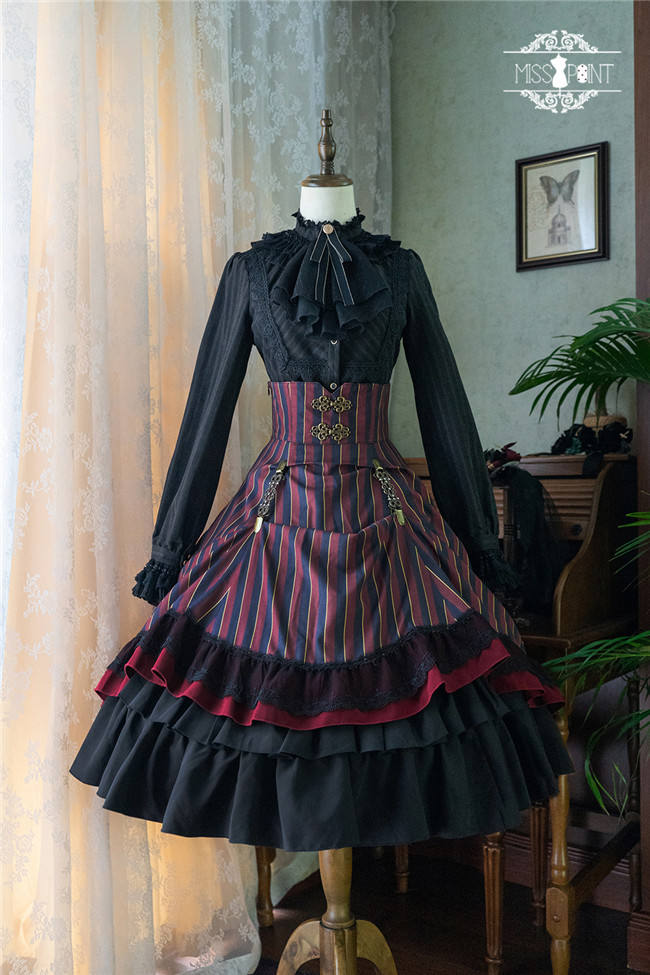 Miss Point ~The Pointe Estate Stripe High Waist Lolita Skirt