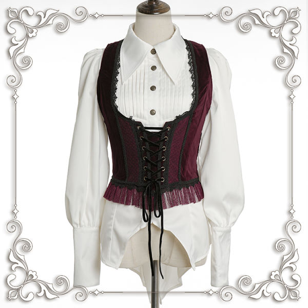 Red & Black Winter Vintage Lolita Corset Vest -Ready Made