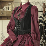 Red & Black Winter Vintage Lolita Blouse -Ready Made