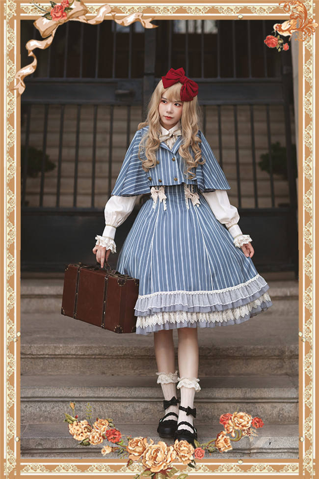 Infanta ~Eternal Heraldry Stripe Lolita JSK + Cape Set