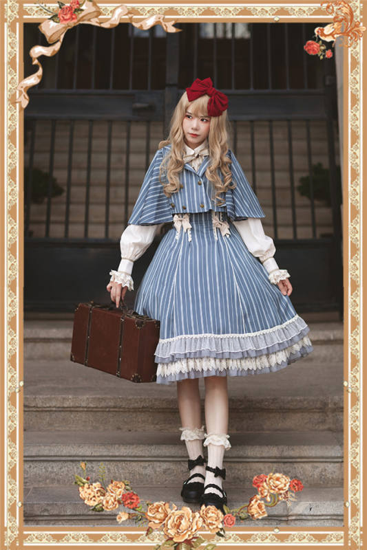 Infanta ~Eternal Heraldry Stripe Lolita JSK + Cape Set