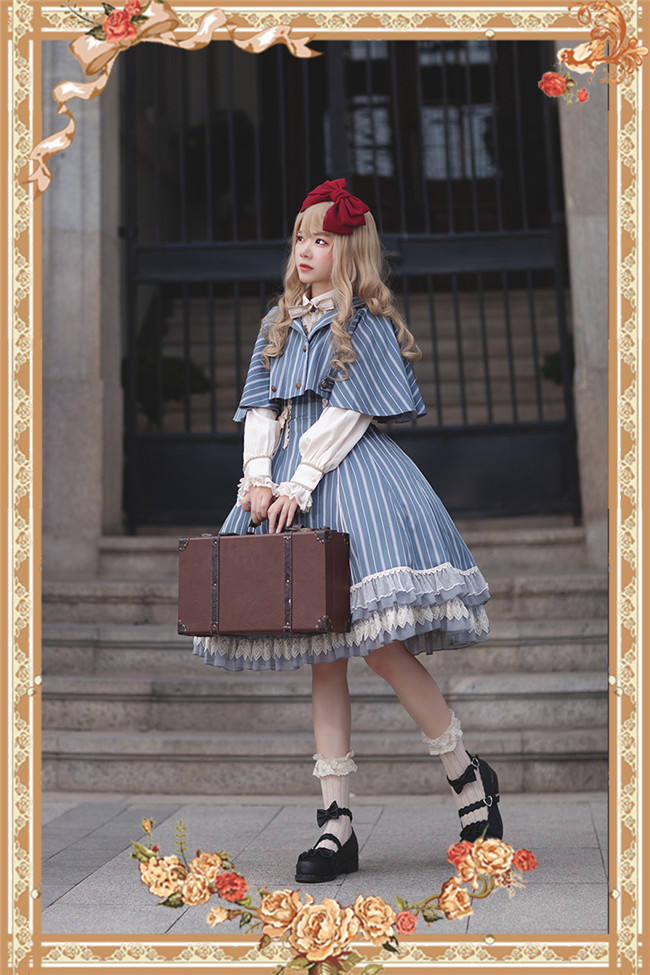Infanta ~Eternal Heraldry Stripe Lolita JSK + Cape Set