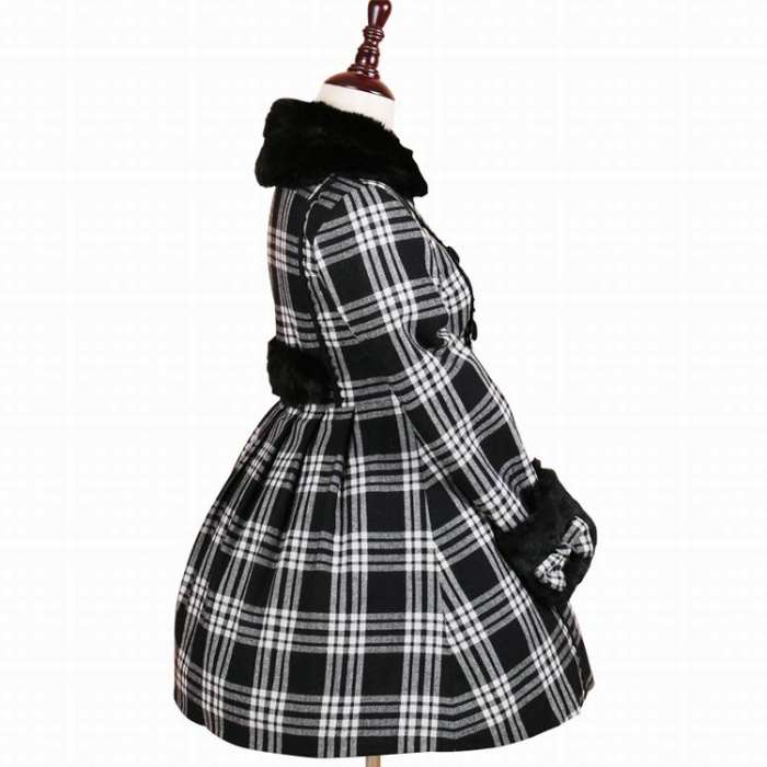 Classic White Black Gingham Lolita Jacket with Detachable Cape