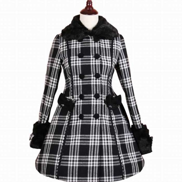 Classic White Black Gingham Lolita Jacket with Detachable Cape
