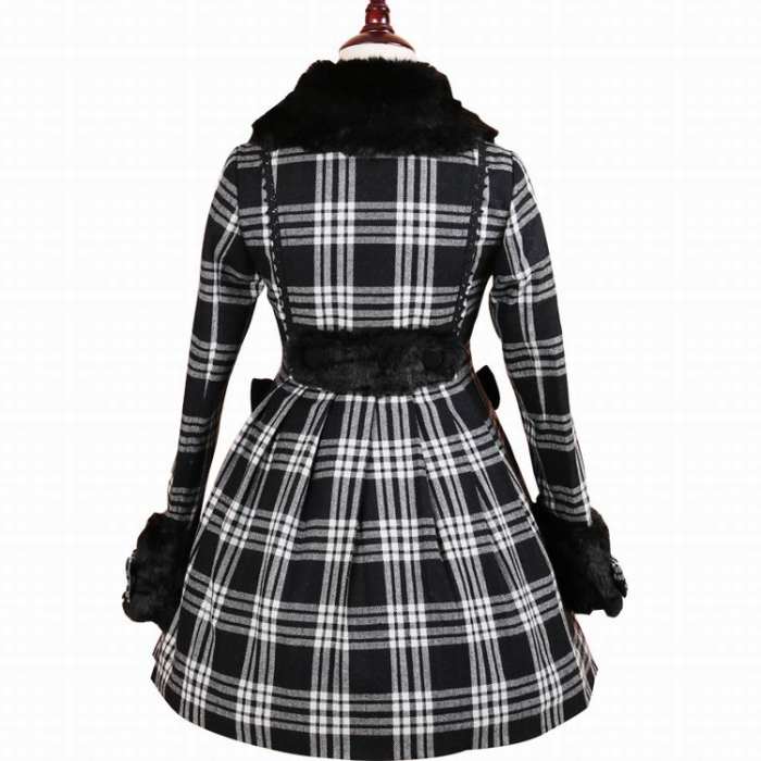Classic White Black Gingham Lolita Jacket with Detachable Cape