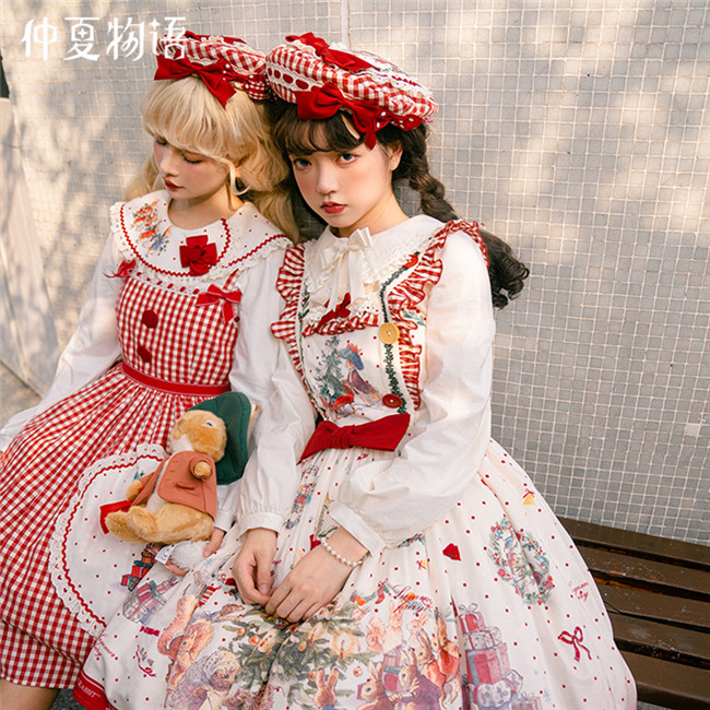 ワンピース petit frill dress Peter Rabbit Ruffles Shoulder Straps Lolita JSK ,One Piece