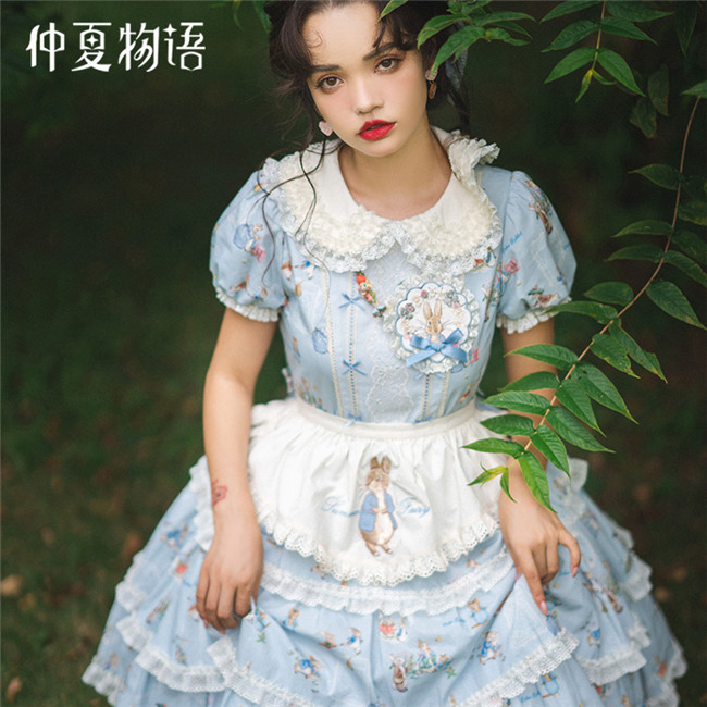 Peter Rabbit Printed Tiered Lolita OP ,One Piece Lolita Dress - My