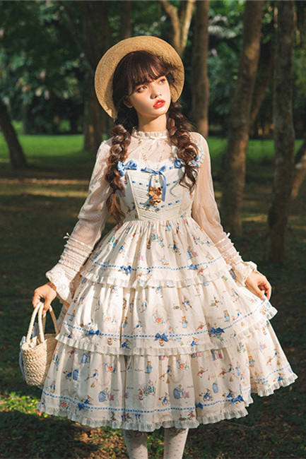 Summer Fairy Peter Rabbit Printed Tiered Lolita JSK