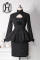 Black + Black Coat + Skirt Short