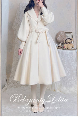 Beleganty Vintage Elegant Lolita Winter Coat White TR Size M - In Stock