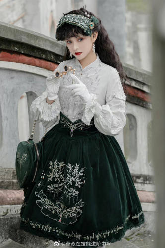 The Splendor of Gold&Siliver Tree Classic Embroidery Lolita Skirt, Jumper Dress, Vest and Cape