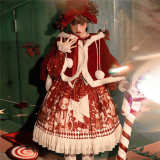 Sweet Bear Gift House Christmas Lolita Dress One Pieces, Cape