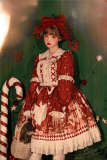 Sweet Bear Gift House Christmas Lolita Dress One Pieces, Cape