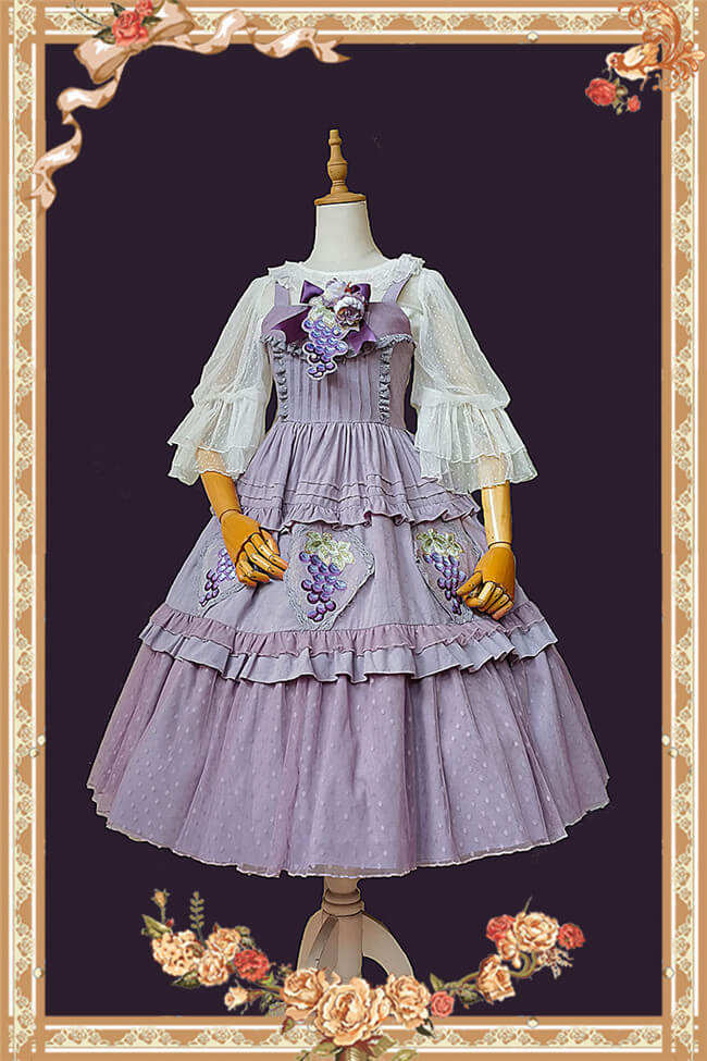Infanta Grape Manor Cotton Lolita Jumper Dress