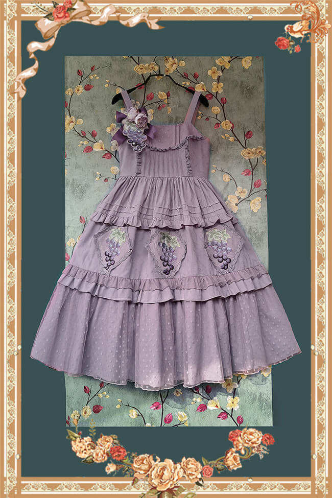Infanta Grape Manor Cotton Lolita Jumper Dress