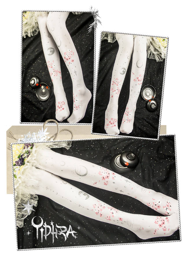 Yidhra -May Scarlet Rain-  Lolita Tights with Sakura Pattern