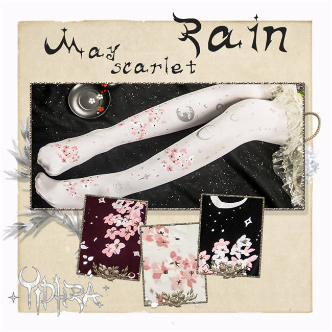 Yidhra -May Scarlet Rain-  Lolita Tights with Sakura Pattern