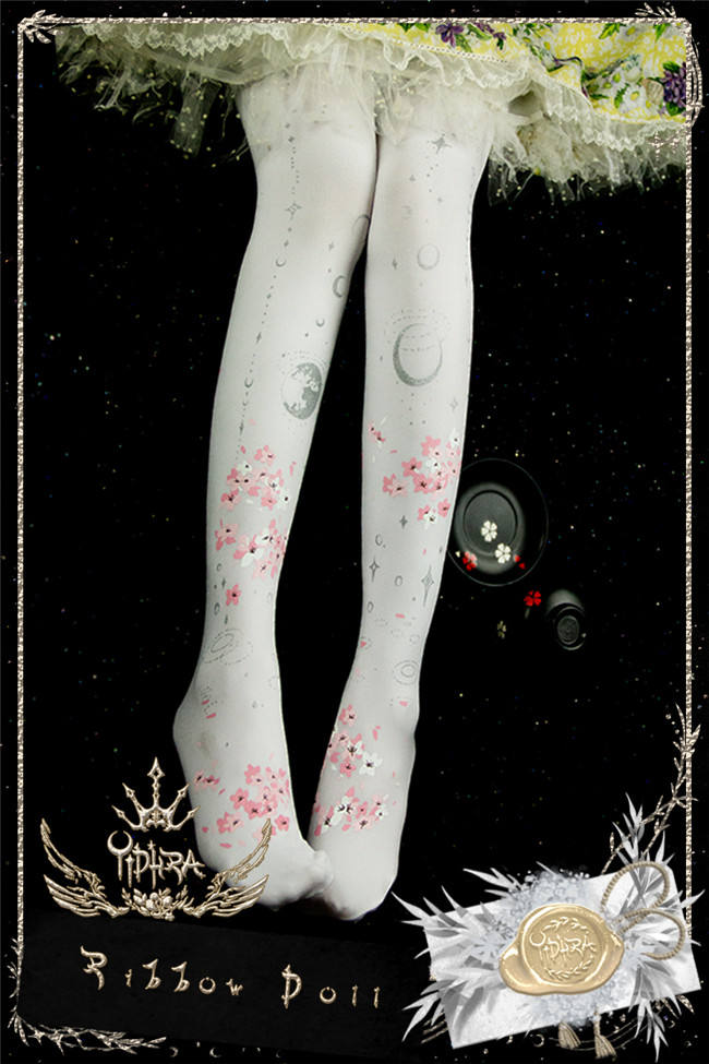 Yidhra -May Scarlet Rain-  Lolita Tights with Sakura Pattern