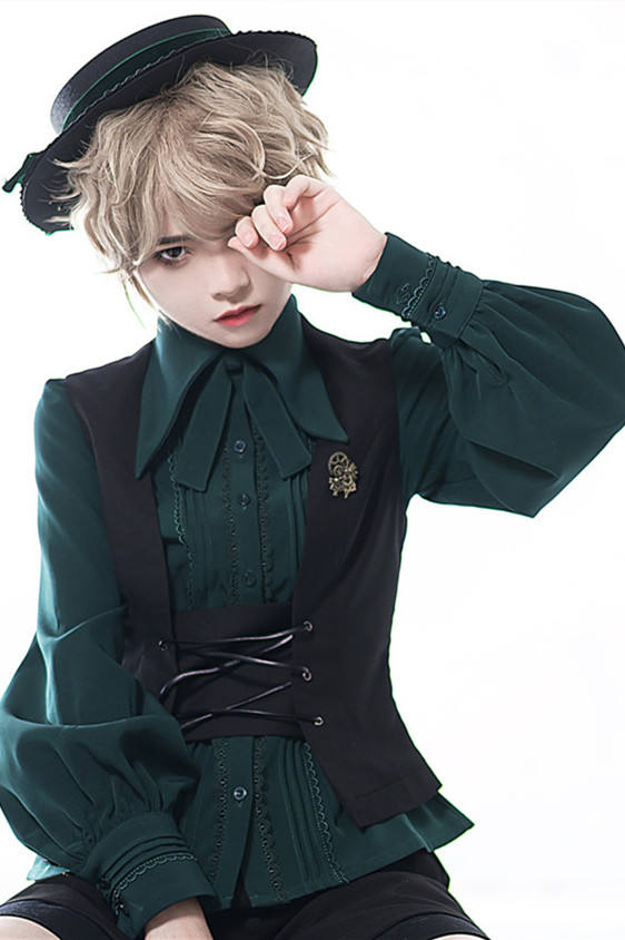 Princess Chronicles Ouji Lolita Blouse Black White Red Green Size M - In Stock