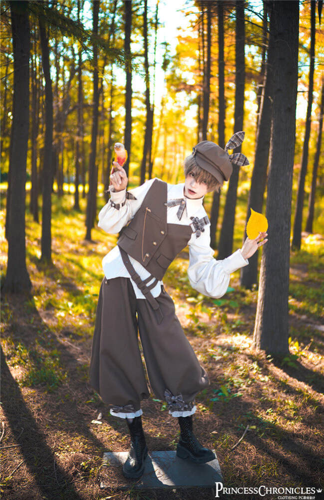The Secret Morning Post Vest, Pants, Blouse and Hat - Brown Ouji Fashion