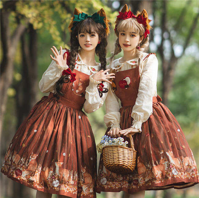 Miss Point ~Little Fox in Woods Classic Lolita Salopette/Skirt