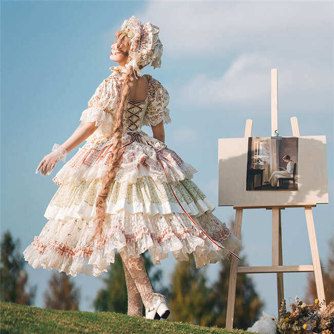 Tea Picker Country Lolita Dress + Headdress