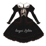 LingXi Lolita Darkness Devil Gothic Lolita Dress