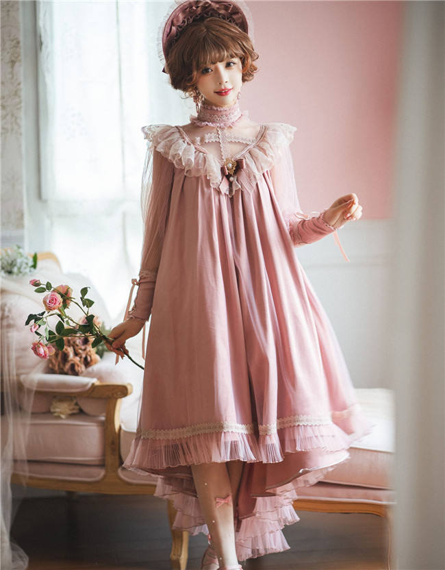 Faeries Daffodil Classic Lolita Dress Corset Pink Black