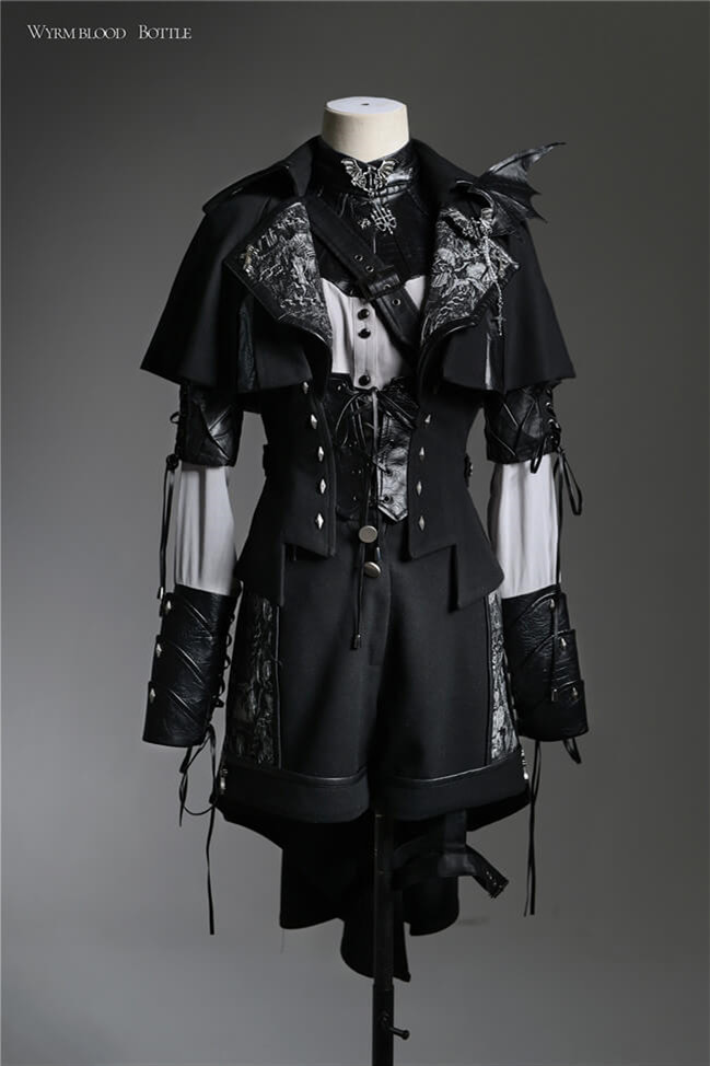Lilith Houseケープ付き V系 gothic punk y2k Lilith House Wyrm Breath Ouji Lolita Blouse, Vest and Pants- My