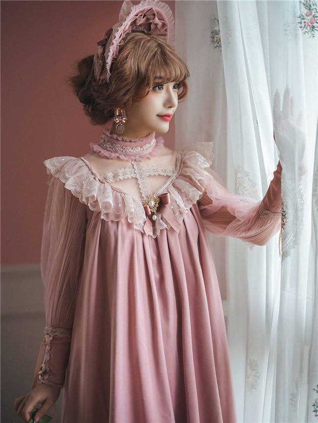 Faeries Daffodil Classic Lolita Dress Corset Pink Black